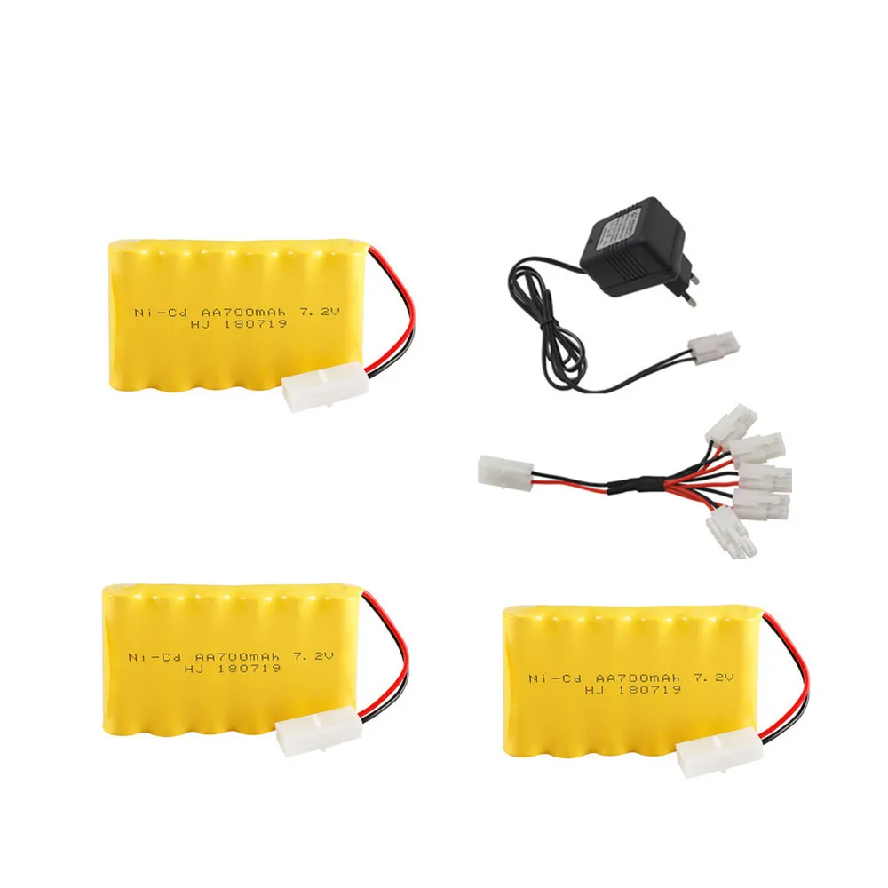 7.2v 700mah Ni-CD Battery + 7.2v Charger For Rc toy Car Boat parts NICD 72v Rechargeable Battery Pack for rc truck Train Gun