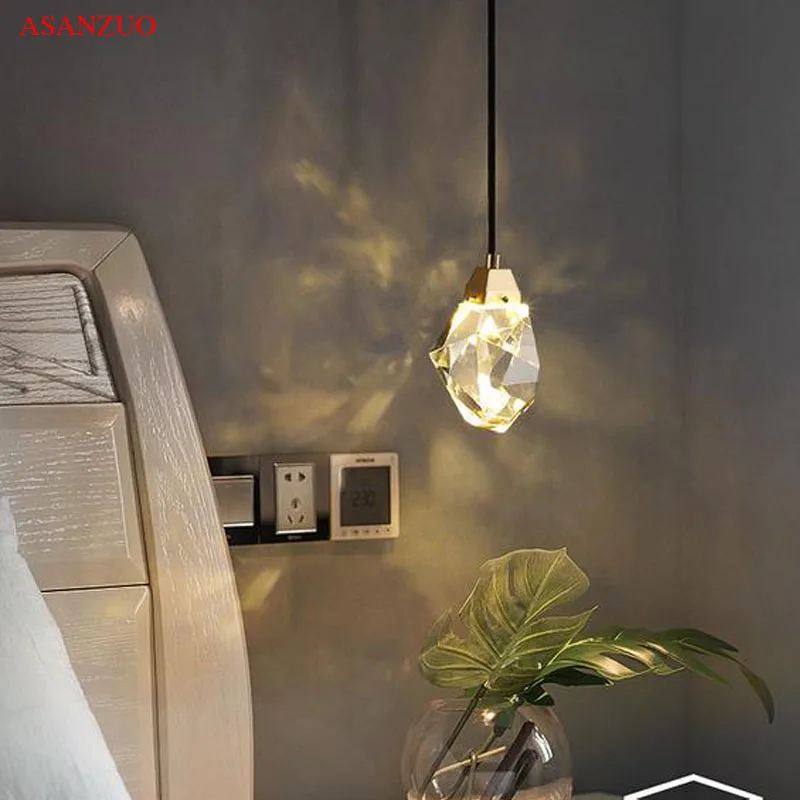 

ASANZUO All copper luxury crystal LED wall light Modern living room background wall sconce Home decoration bedside hanging lamp