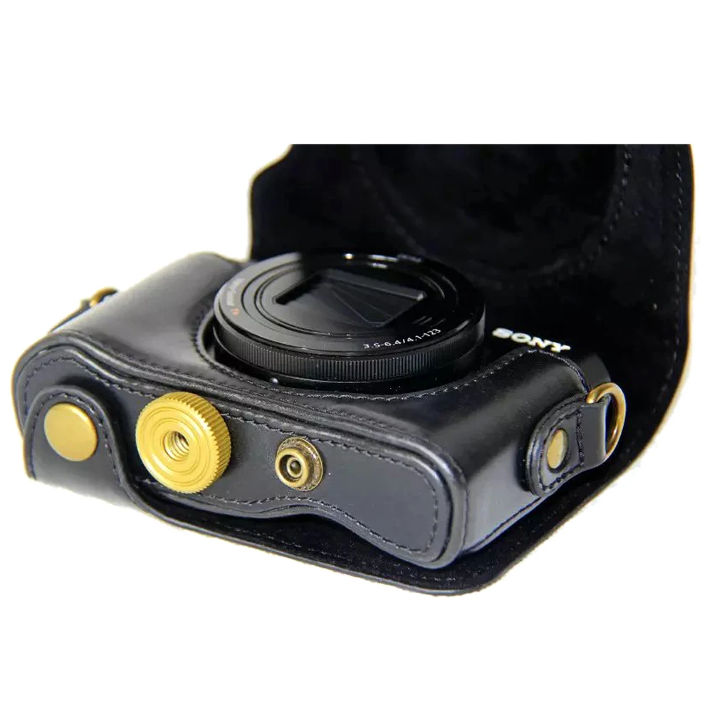 Hot PU Leather Camera Case Shoulder Bag Hard Bags For Sony HX90V HX90 WX500 DSC-HX90V DSC-HX90 DSC-WX500