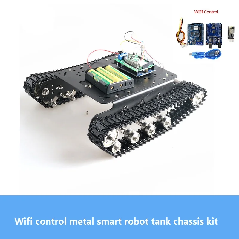 Tất Cả Kim Loại Chống Sốc RC Robot Khung Gầm Xe Tăng Bộ & Điều Khiển Không Dây Bộ Kim Loại Theo Dõi, lăn Chịu Lực DIY Cho Arduino