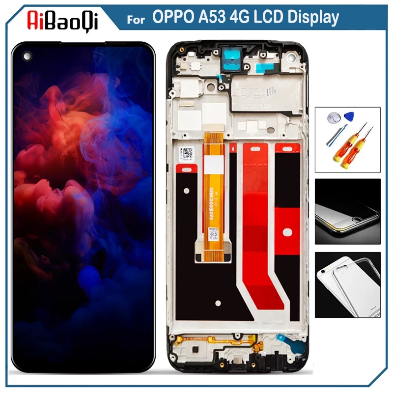 

For OPPO A53 4G 2020 LCD Display Screen Touch Digitizer Assembly For 6.5 inch OPPO A53 CPH2127 With Frame Replace