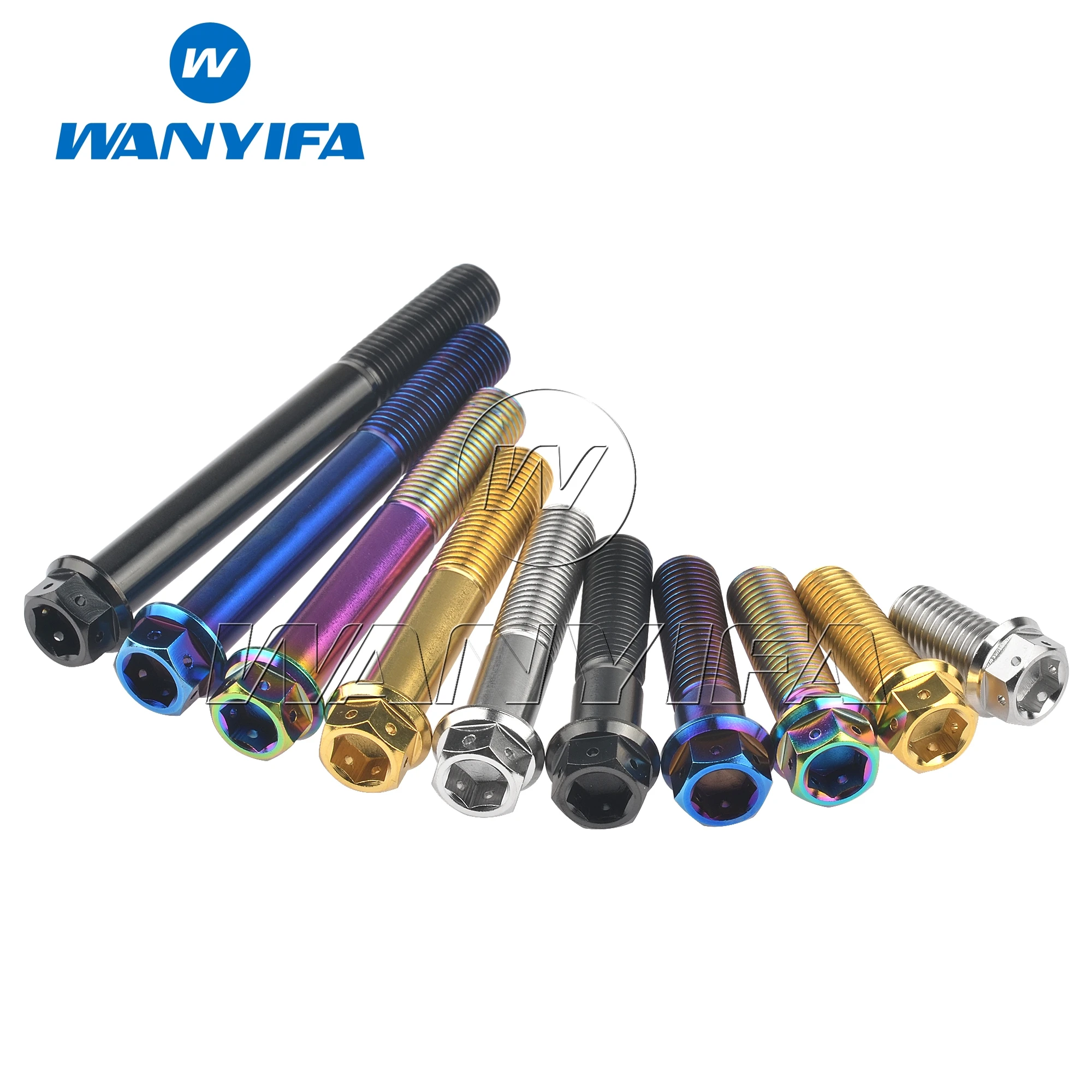 Wanyifa Titanium Bolt M10x20~90mm Pitch1.25/1.5mm Flange Allen Key Head Screw for Motorcycle Calipers Refitted