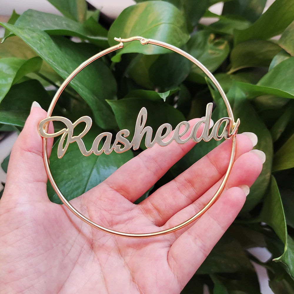 DODOAI Name Hoop Earrings, Custom Hoop Earring, Any Name Available,Personalized Earrings, Gold Letter Name Earrings for Women