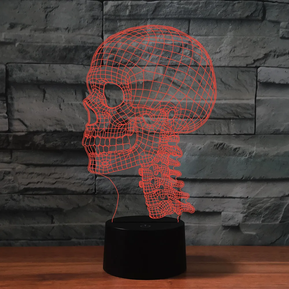 3D Lamp Colorful Skull Acrylic Touch Illusion Night Light Remote Control Led Table Lamp 16 Color Change Birthday Christmas Gifts