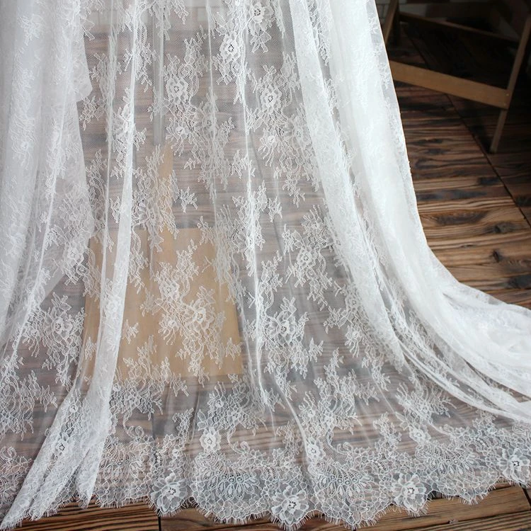 3meter/lot High quality Chantilly lace fabric French eyelash lace fabric Wedding bridal accessories 150cm Wide