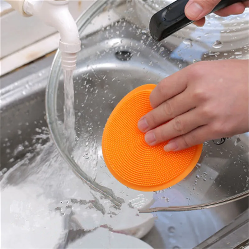 6Pcs Silicone Cleaning Brushes Soft Silicone Scouring Pad Washing Sponge Dish Bowl Pot Cleaner Washing Tool Kitchen Accessories