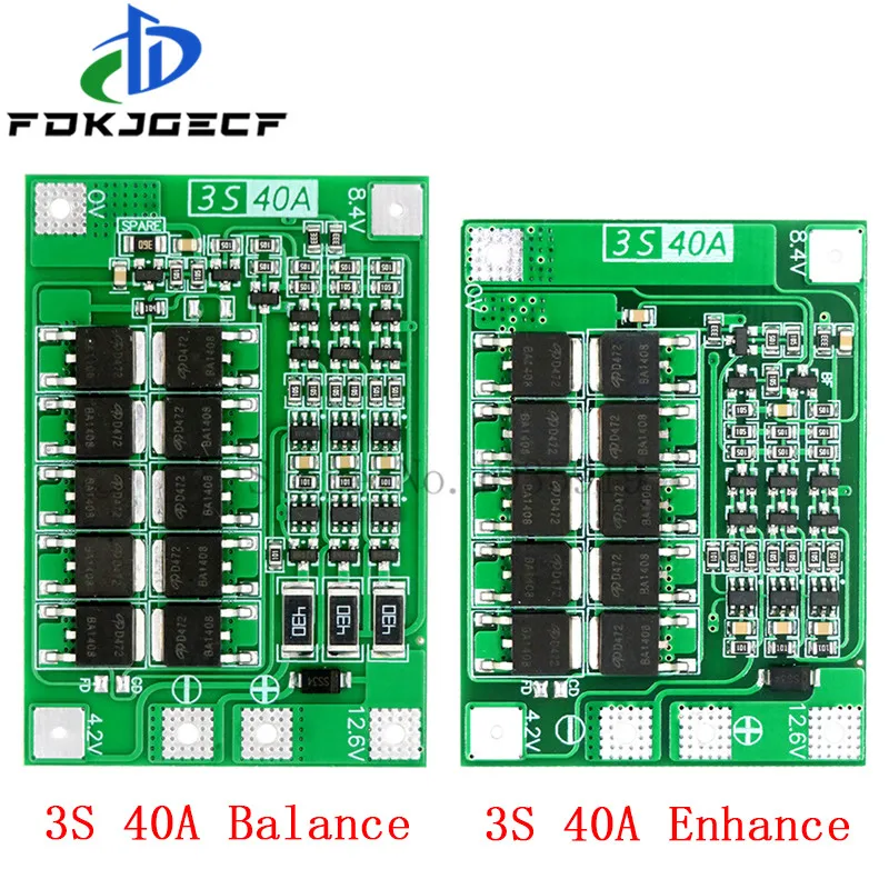 3S/4S 40A 60A Li-ion Lithium Battery Charger Protection Board 18650 BMS For Drill Motor 11.1V 12.6V/14.8V 16.8V Enhance/Balance