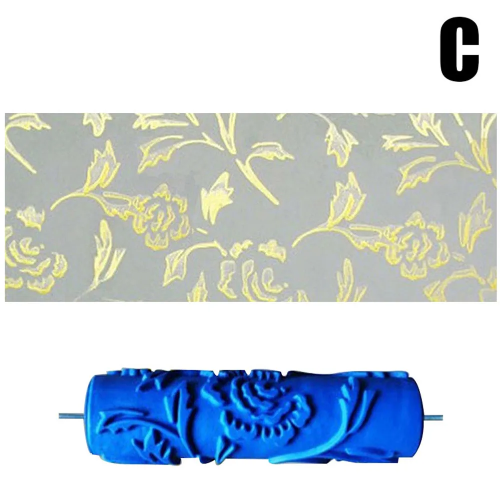 

7 Inch Rubber Printing Pattern Roller Wall Paint Rubber Roller Embossed Flower Pattern DIY Sleeve Decorative Texture LB88