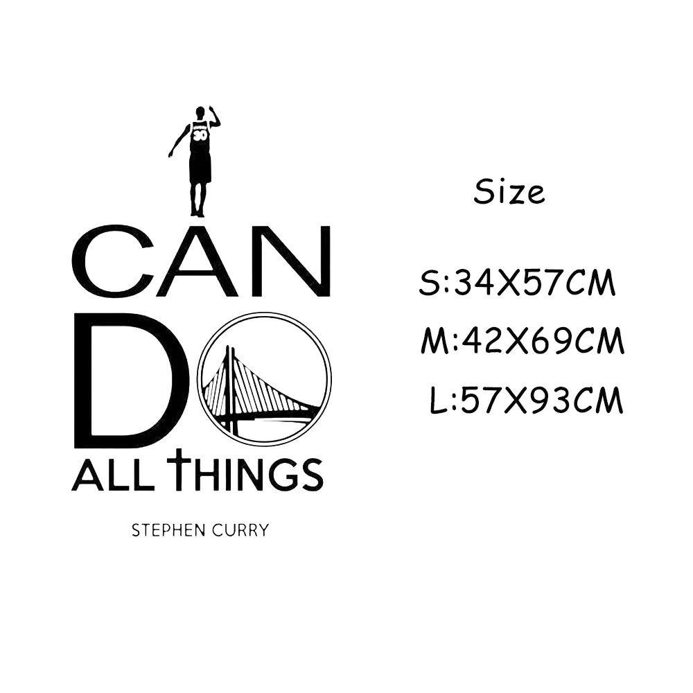 I Can Do All Things Wall Decal Sign Stephen Curry Quote Vinyl Sticker Basketball Poster Gym Sport Motivational Wall Decor image 2