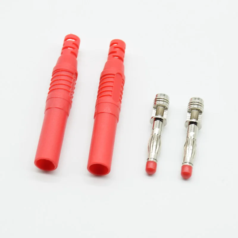 2pcs 4mm Male Banana Plug Straight Insulated Safety Wire Solder DIY Connectors Instrument test plug high current voltage gauge