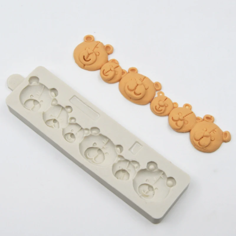 Teddy Head Border Molds Fondant Cake Decorating Tools Silicone Molds Sugarcrafts Chocolate Baking Tools for Cakes Gumpaste Form