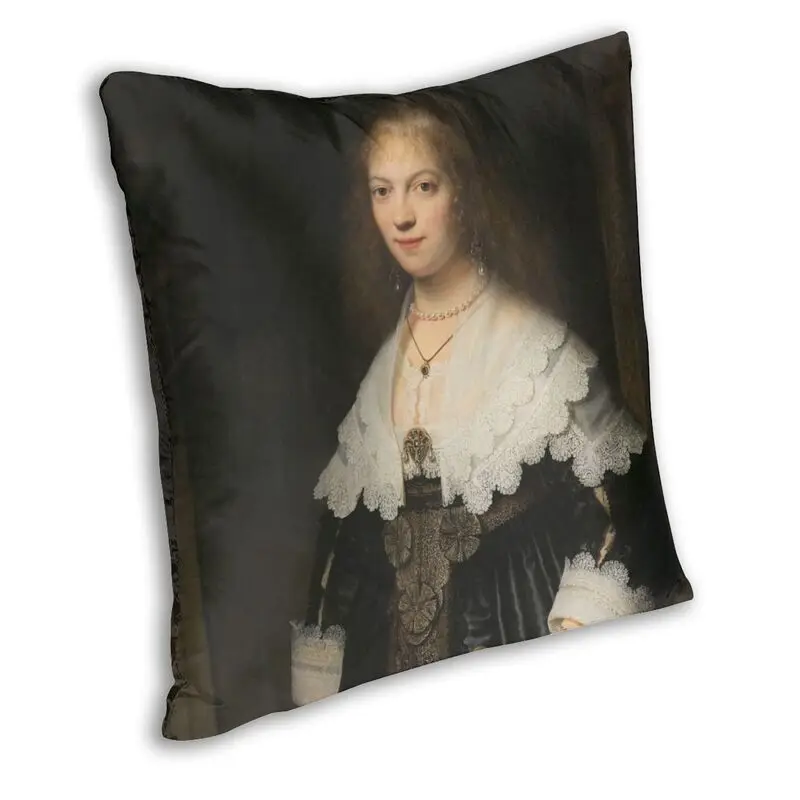 Rembrandt Van Rijn Famous Painting Cushion Covers Sofa Living Room Portrait of Maria Trip Square Pillow Case 45x45cm