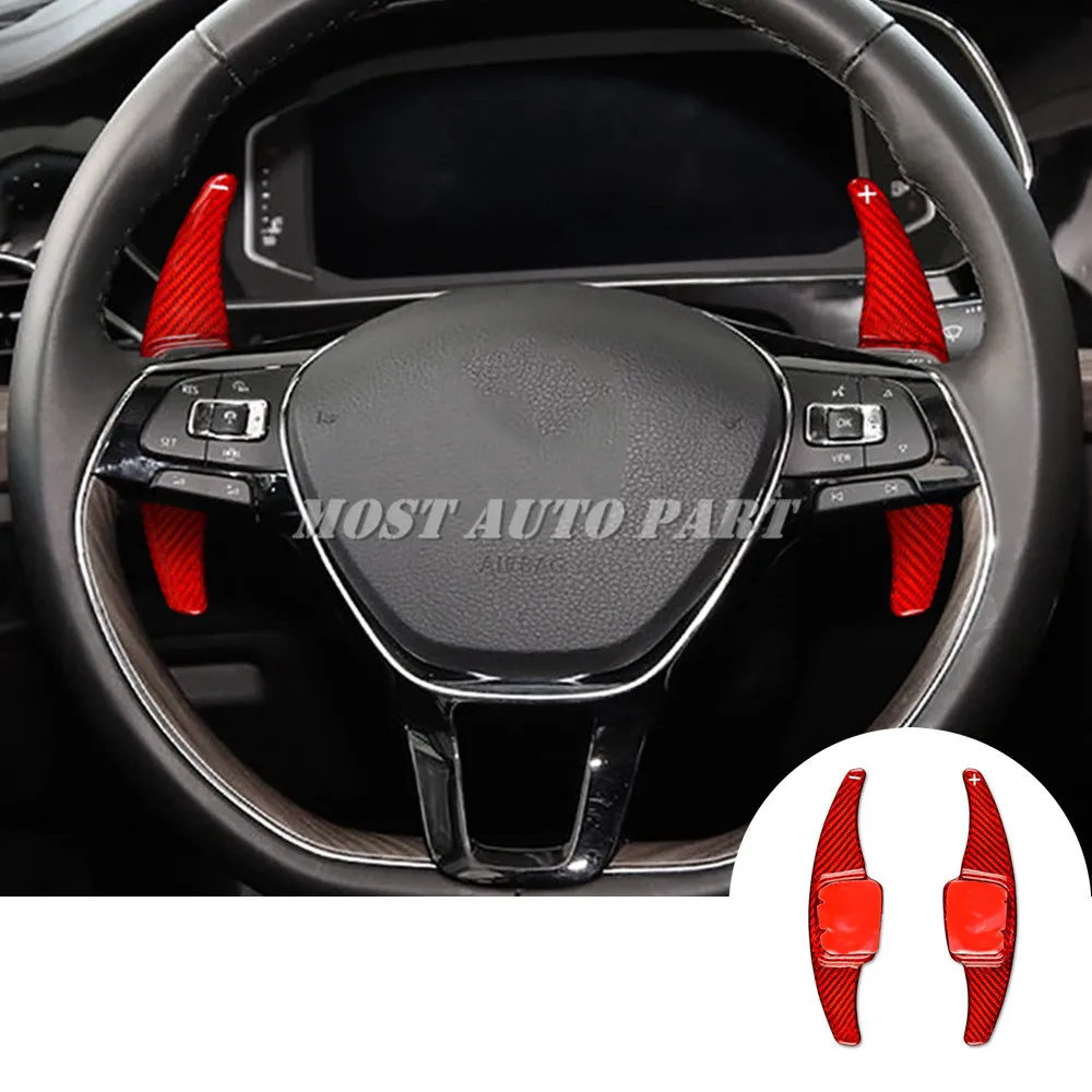 

Real Carbon Fiber Steering Wheel Paddle Shift For Volkswagen Tiguan MK2 Passat Touareg Teramont Atlas CC Sharan Red/Black