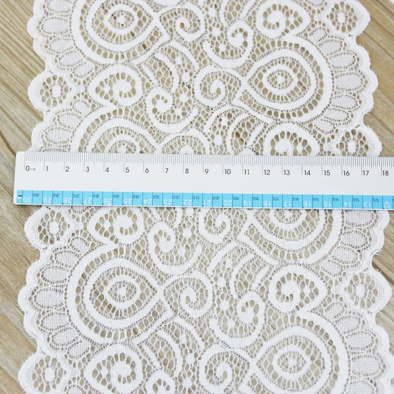 (3 Meters) 18cm White Elastic Lace Fabric French Hollow Underwear Stretch Laces Trim DIY Clothing Design And Production