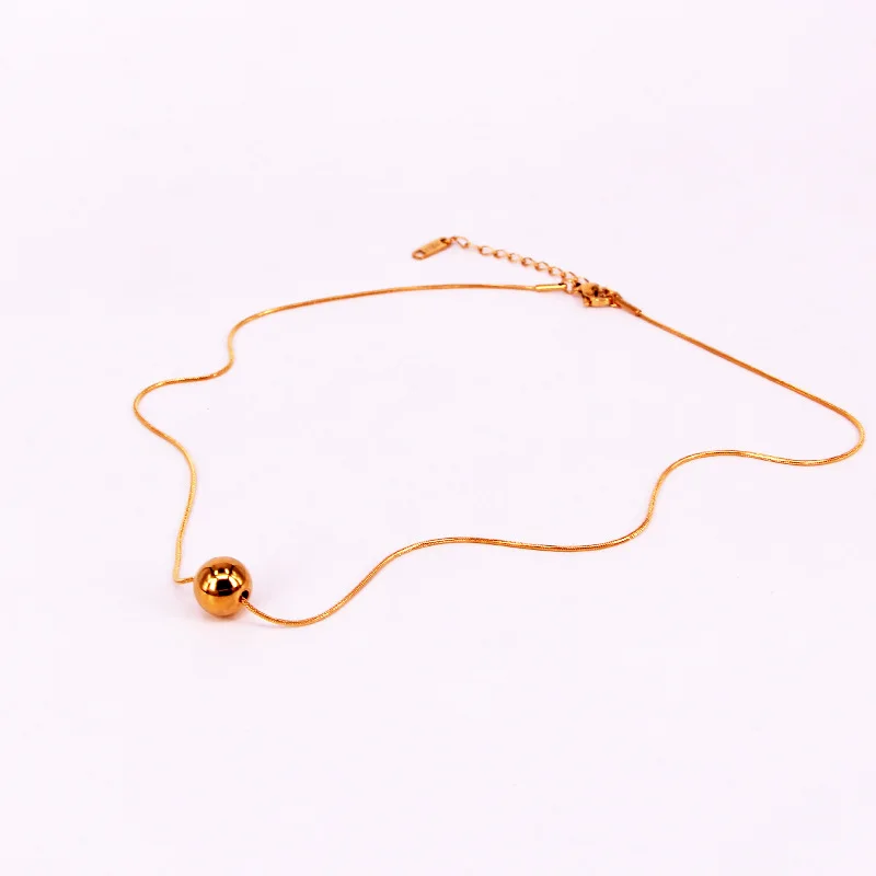 Fashion  New Solid Transit Round Steel Ball Pendant Snake Bone Necklace For Women\'s Party Love Gifts Wholesale Jewelry