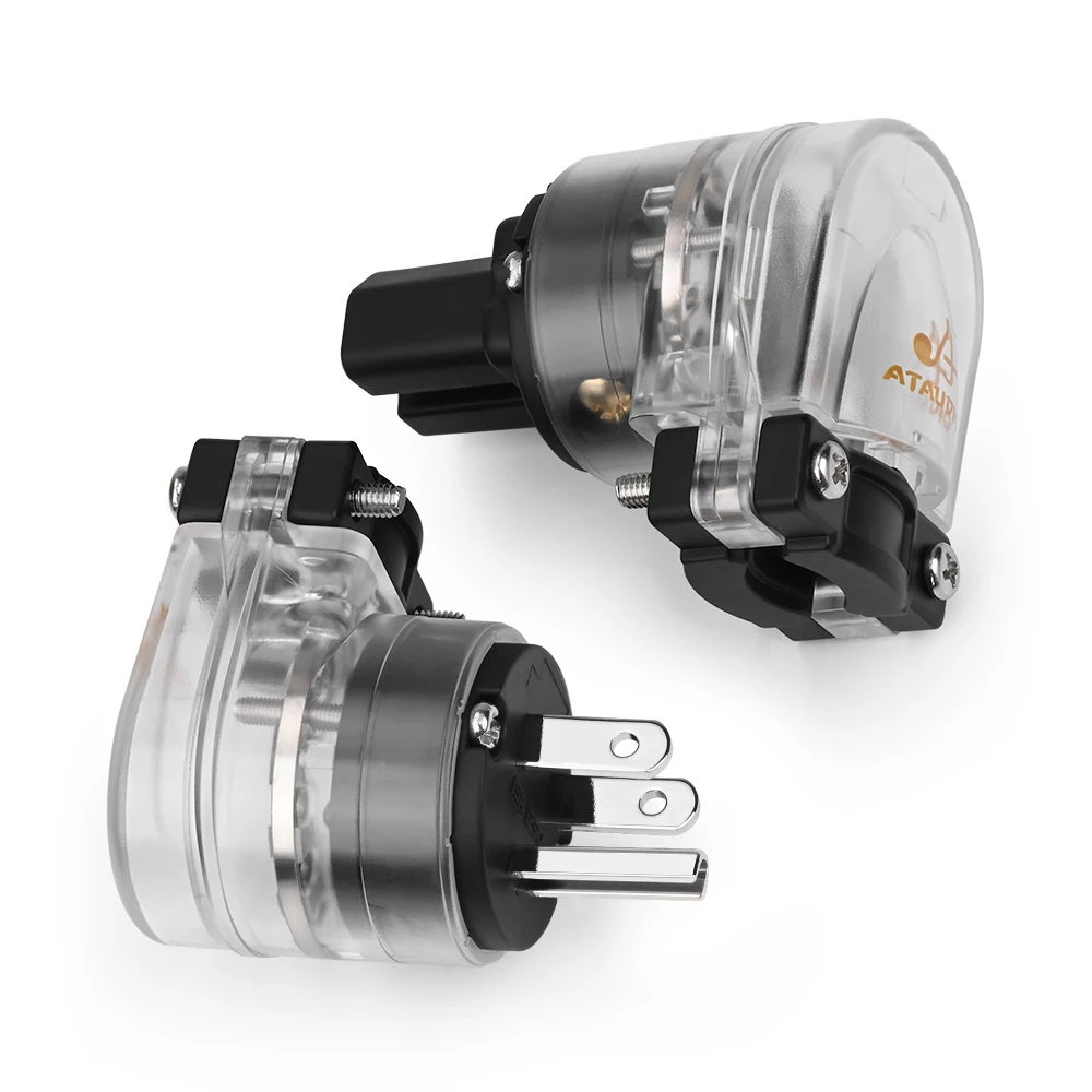 Plugue de alimentação HIFI em forma de L de alta qualidade, um par de conector de alimentação dos EUA banhado a ouro + conector fêmea IEC