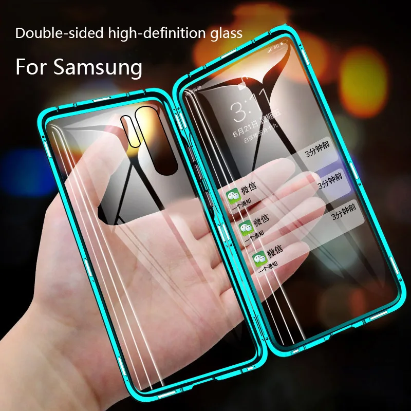 360 Full Protection Magnetic Case For Samsung S10 S20 S8 S9 S21 S22 S23Plus  A71 A70 A51 A50 Note 20 9 8 Plus Uitra Double Glass