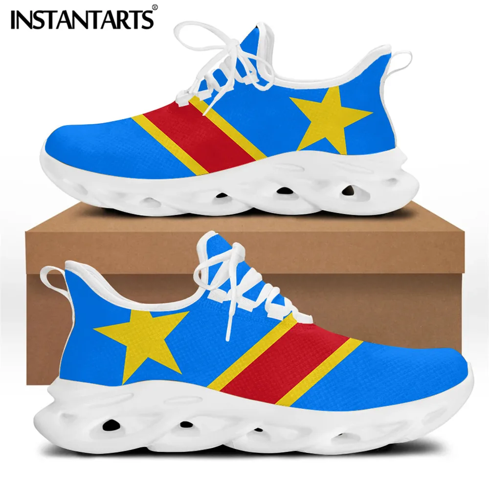 INSTANTARTS Republic of Congo Flag Designer Men Casual Shoes Sneakers Flats Male Lace Up Wear-resistant Tenis Masculino 2021