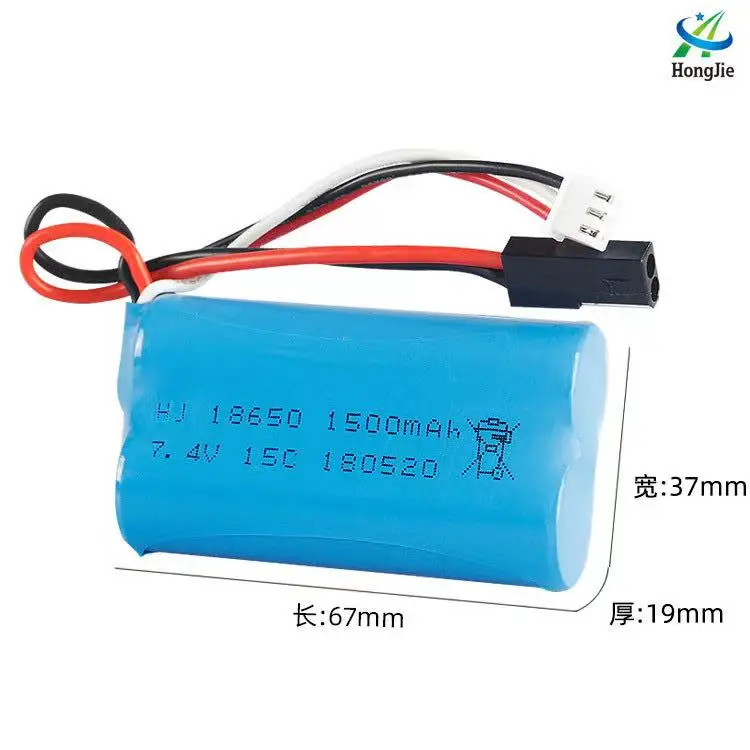 مبيعات المصنع 7.4 فولت 1500 مللي أمبير بطارية ليثيوم قوة 15C طائرات التحكم عن بعد بطارية السيارة نموذج بطارية 18650 في المخزون