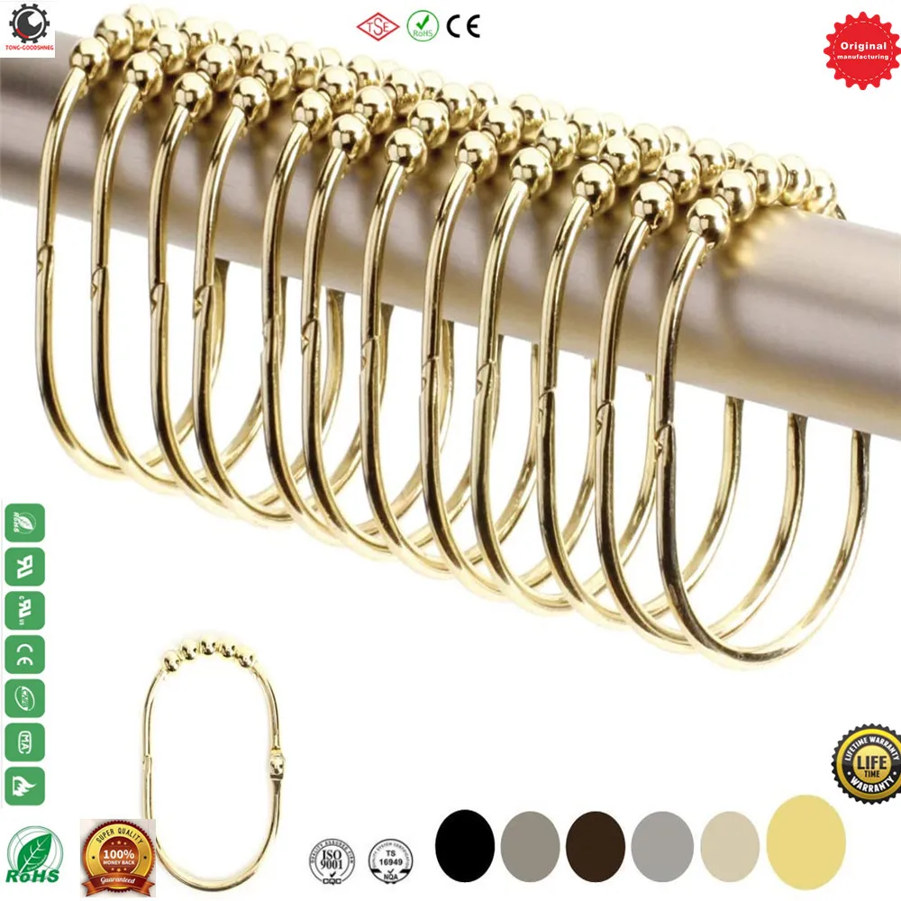 304 Stainless Steel Shower Curtain Hooks Rings Rust Resistant Hook,Roller Balls Glide on Shower Rods,Bathroom Accessories