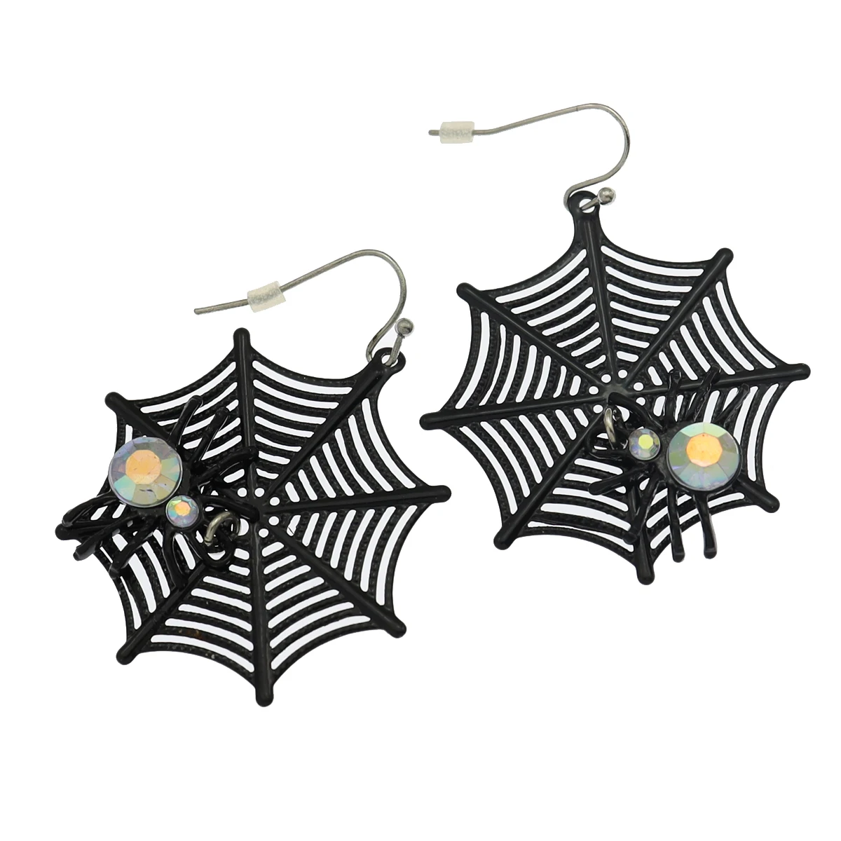 RechicGu Spider Web Cobweb Black Pendant Earrings For Women Halloween Fashion Jewelry Goth Punk Ear Studs Accessories Funny Gift