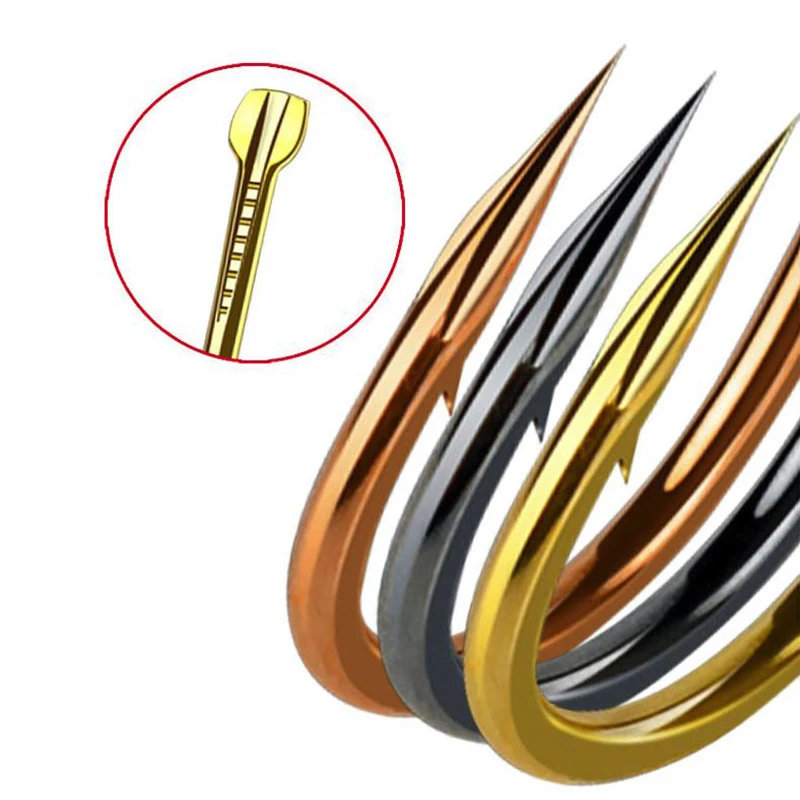 DYGYGYFZ 50pcs/pack of Double Slot Izu Fish Hook Black Gold Blood Slot Slot with Barbed Bulk Hook Fishing Gear