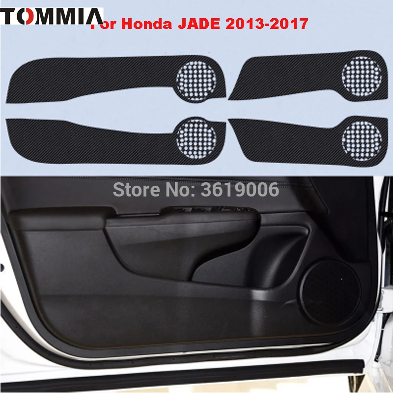 TOMMIA For Honda Jade 2013-2017 Car Inside Door Cover Scratch Protection Anti Kick Pads Carbon Fiber Stickers 4pcs