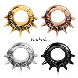 Vankula 2pcs 316L Stainless Steel Spiky Ear Weights Ear Plugs Tunnels Expander Gauge Hanger Body Piercing Jewelry Earrings