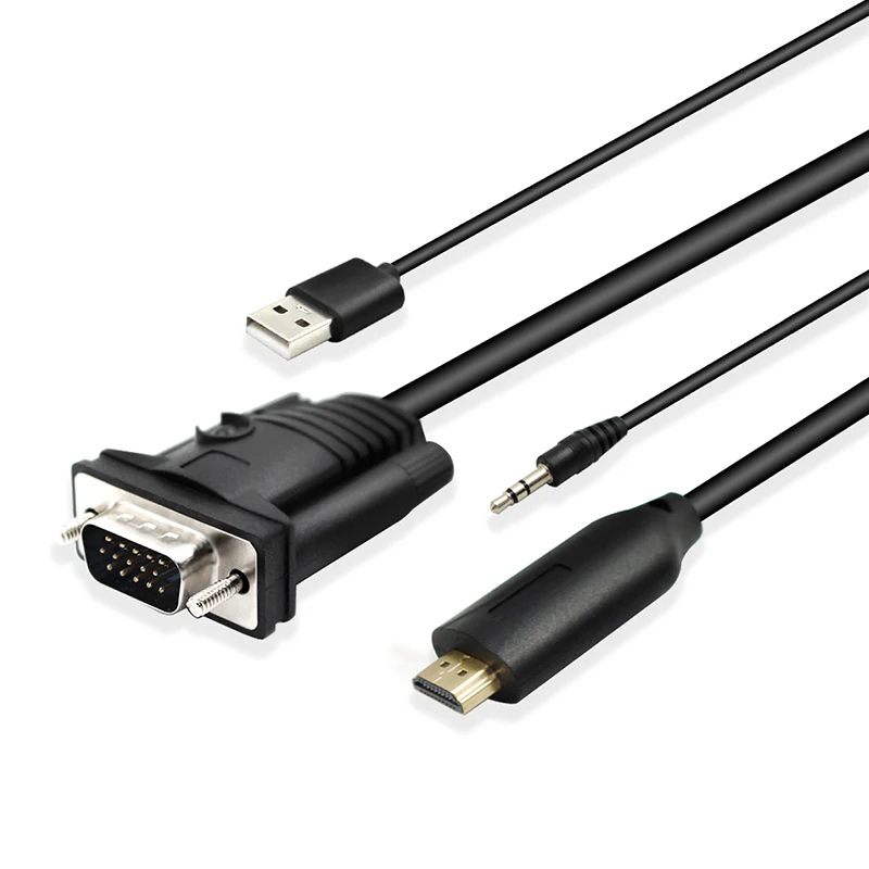 

1.8M VGA to HDMI cable VGA2HDMI Audio Video Adapter with 3.5mm Audio Full HD 1080P for HDTV PC