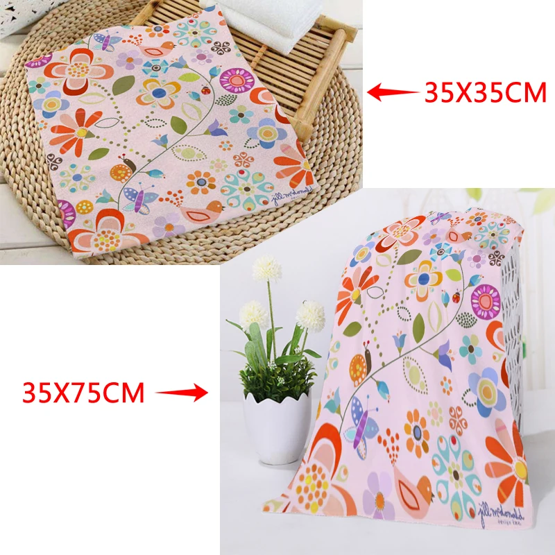 Hot Custom flower pattern Printing Towels Square rectangle Towels Size 35x35cm 35x75cm Cotton Face Towel Fabric Custom logo