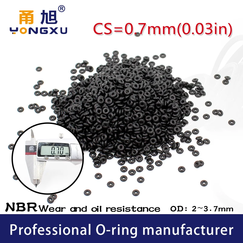 Nitrile Rubber 10PCS/lot Black NBR CS0.7mm thickness OD2/3/3.2/3.7*0.7mm O Ring Gasket waterproof Nitrile Rubber watch oring.-.