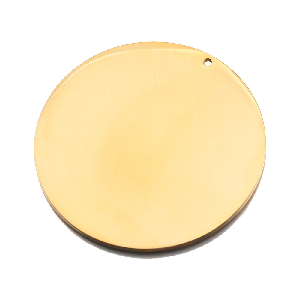 Stainless Steel Large Gold Plated 50MM Dia Stamping Blank Disc Pendant Mirror Flat-plate Round Sheet DIY Model Jewelry Findings