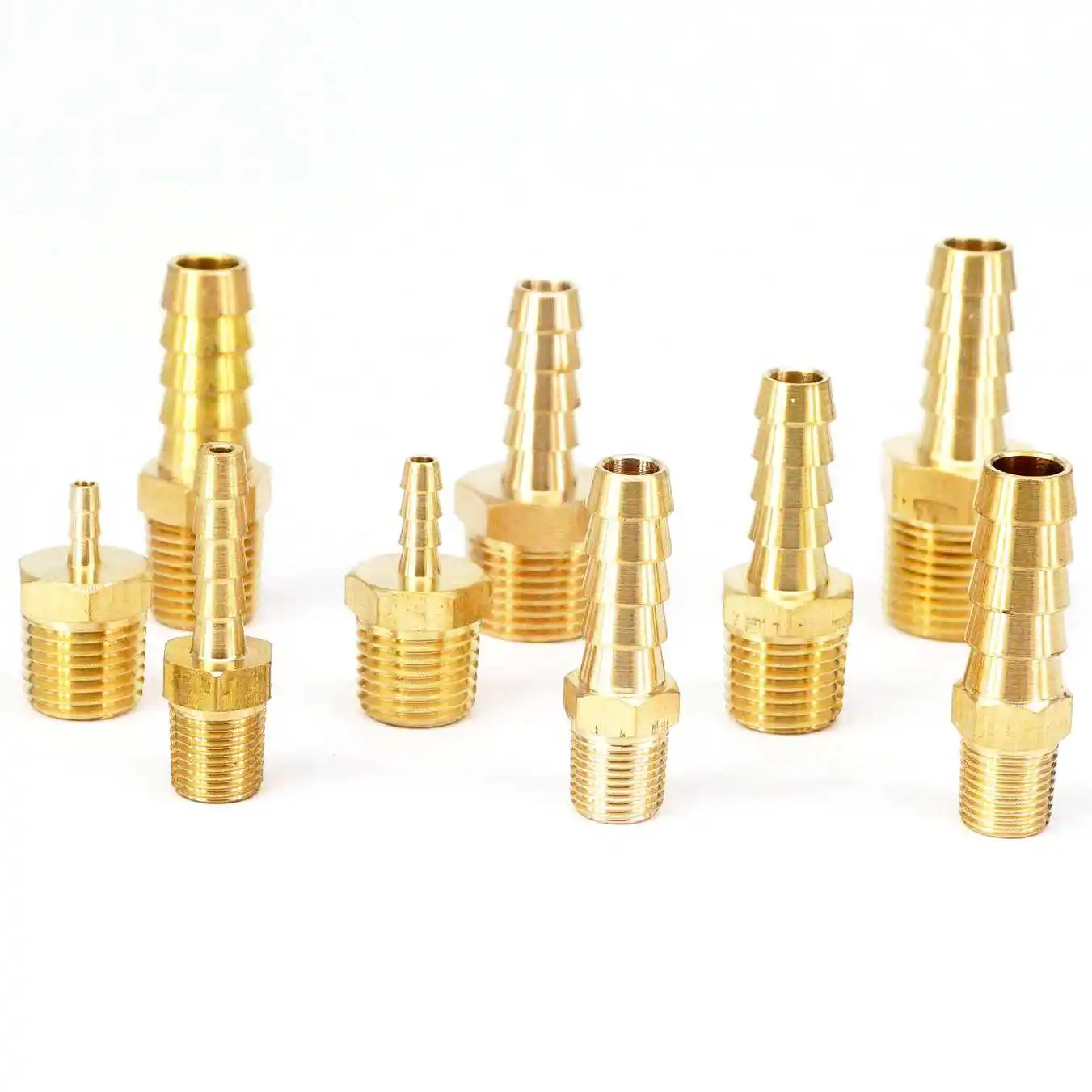 

2pcs Fit Tube I.D 1/8" 1/4" 3/8" 1/2" Barbed - 1/8" 3/16" 1/4" 5/16" 3/8" NPT Male Hex Brass Fitting Joint Copper Adapter