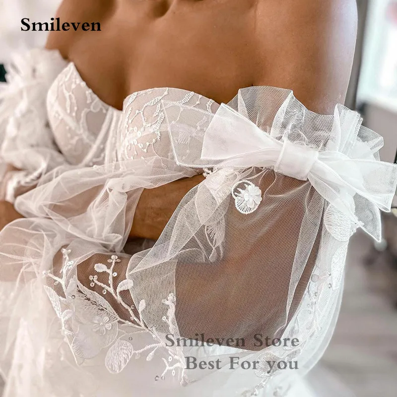 Smileven-Robe de mariée en dentelle 3D avec poignées, manches bouffantes amovibles, ligne A, patients chérie, tout ce qui est appliqué, mariage, quoi que ce soit, 2022