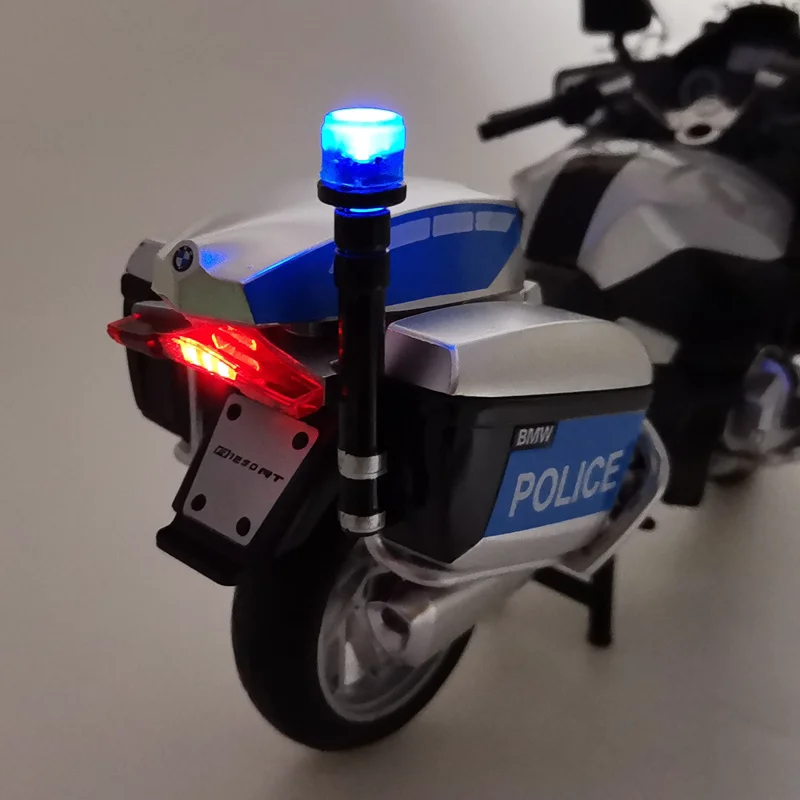 Réplique du modèle de moto moulé sous pression par la Police, reproduction du jouet avec son et lumière, cadeau d\'anniversaire, de noël, Collection