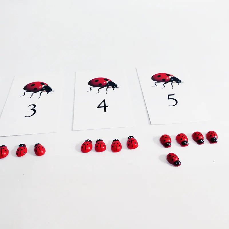 Montessori Math Material Montessori Ladybug Number Math Toys Flash Cards Educational Learning Toys for Children MJ1044H