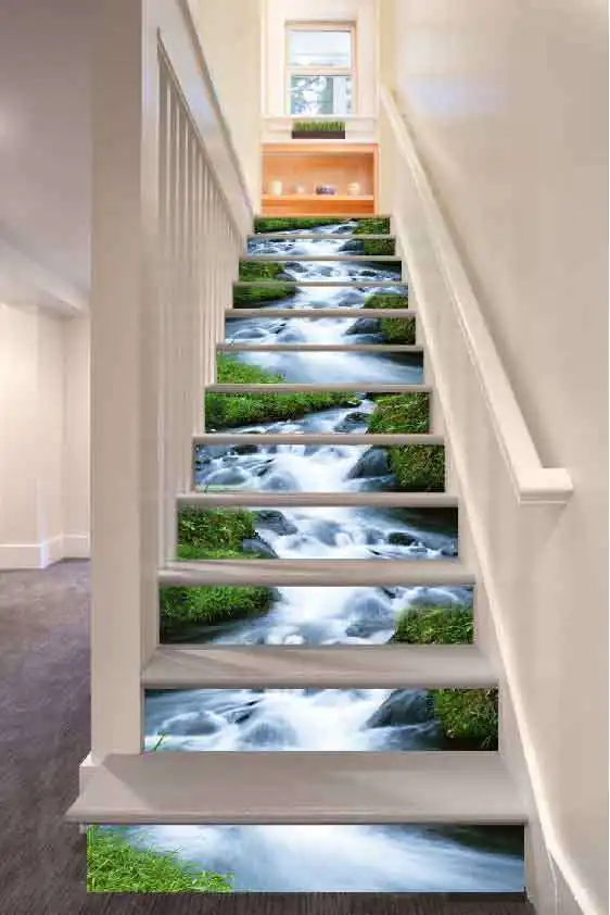 

3D Waterfall Wall Stickers Self Adhesive Wallpaper Stair Stickers Modern Home Decoration Room Decor Aesthetic Wall Paper Art