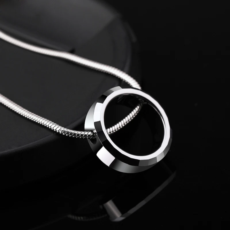 Round Pendant  With 1.5mm Titanuim Steel Chain Necklace for Couples  Jewelry, Engraving