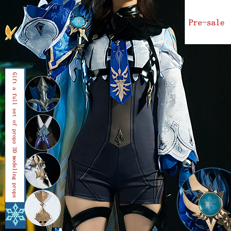 2021 New Genshin Impact Five-Star Ice Big Smoke Fei eula Female Full Set Cosplay Anime Original Costume Two-dimensional Costume