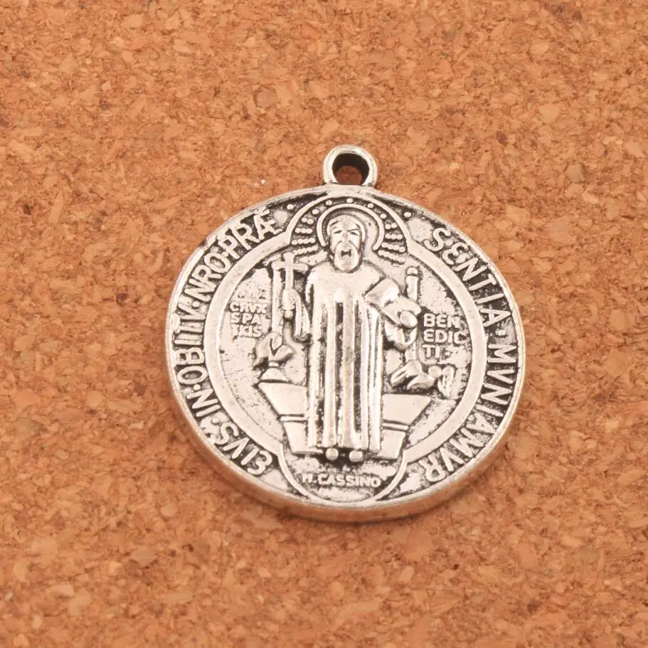 

Saint St Benedict of Nursia Patron Cross Medal Charm Beads Pendants 28x24.5mm 38PCS Zinc Alloy L1647