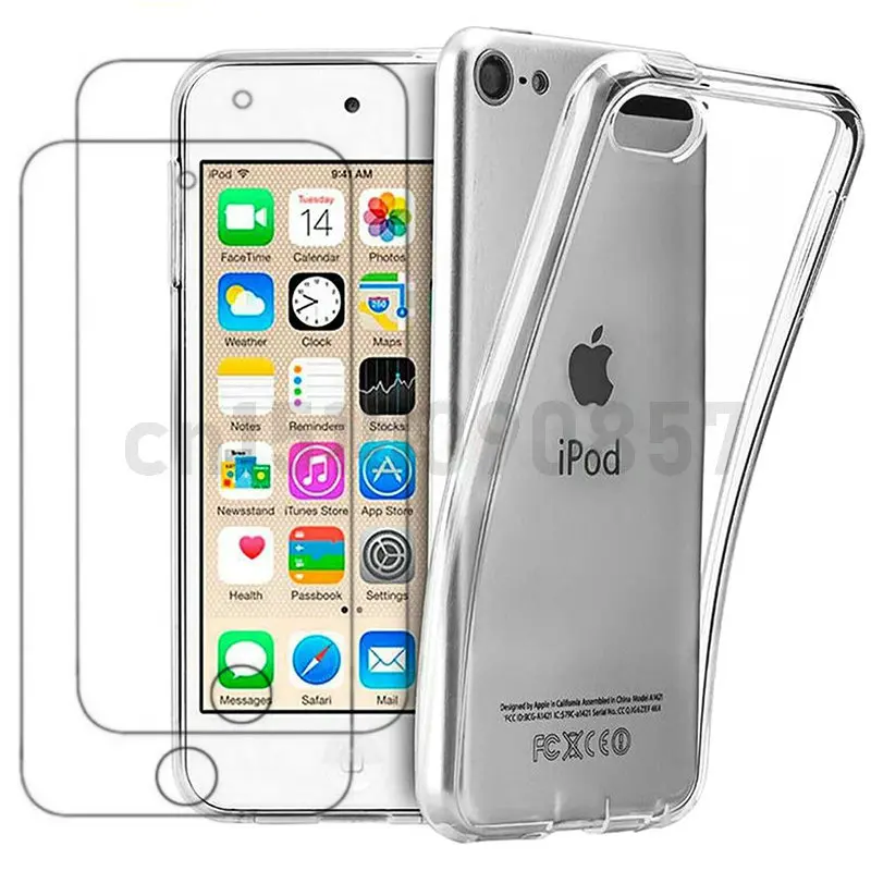 For Apple iPod Touch 5 6 7  Transparent TPU Back Cover Case 9H 0.3MM 2.5D Tempered Glass Film iPod Touch 6th 5th Gen