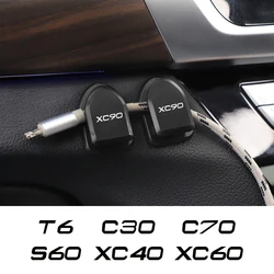 4PCS Self Adhesive Mini Hooks For Volvo XC90 XC60 C30 T6 S60 C70 XC40 V40 XC70 V70 V60 V50 S80 S40 AWD V90 S90 Car Accessories