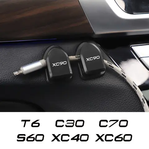 자체 접착 미니 후크, 볼보 XC90 XC60 C30 T6 S60 C70 XC40 V40 XC70 V70 V60 V50 S80 S40 AWD V90 S90 자동차 액세서리, 4 개