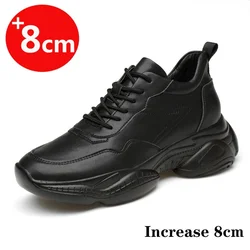 Sneakers Men Elevator Shoes Height Increase Shoes for Men Height Increase White Shoes Black Shoes 6-8 CM Plus Size Women 36-44