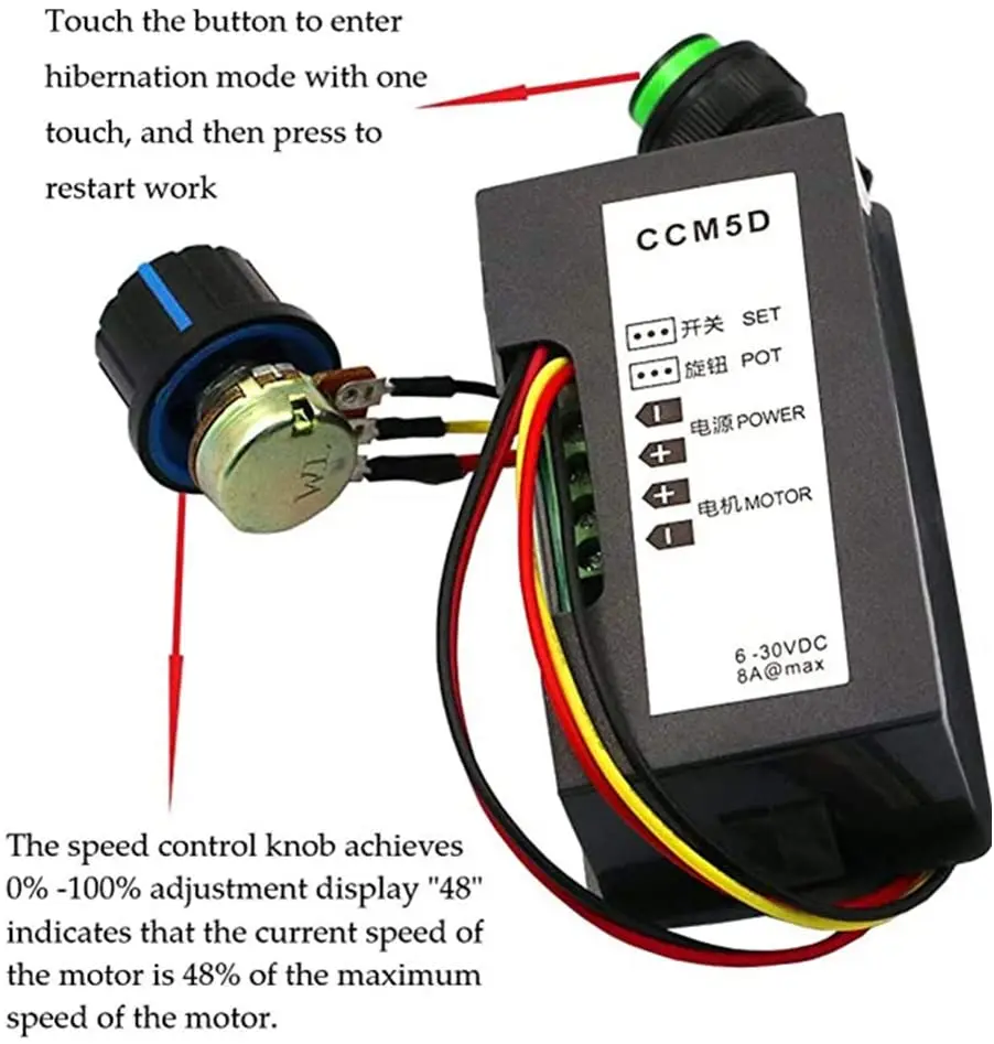 PWM Motor Speed Controller 6V 9V 12V 24V 30V DC 6V - 30V Pulse Width Modulation Regulator 8A 180W Stepless Variable Speed/Forwar