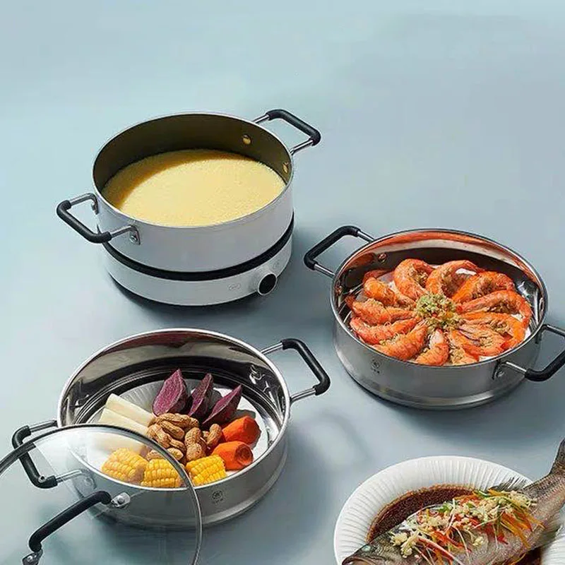 Zhiwu Cooking Xiaomi Mijia Soup Pot Stainless Steel Steamer Household Single-layer Round Thickening And Heightening
