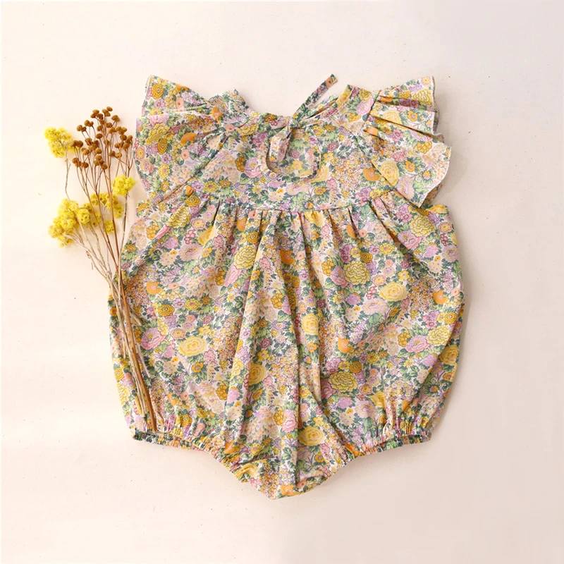 Summer Baby Girls Romper Cotton Linen Ruffles Sleeveless Infant Girl Romper Baby Girl Clothing Summer Baby Outfits For 0-2Y