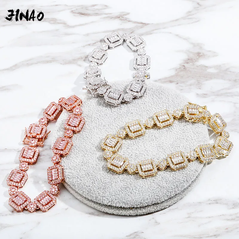 JINAO 2020 New HIP HOP 12mm Personality Miami Cuban Chain Bracelet High quality Iced Out Cuban Chain Jewelry Gift For Men