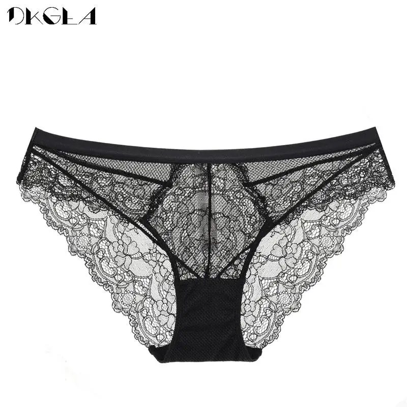 Lace Panties For Woman Underwear Sexy Breathable Sof Underpants Transparent Net Yarn Embroider Floral Ladies Briefs S M L XL