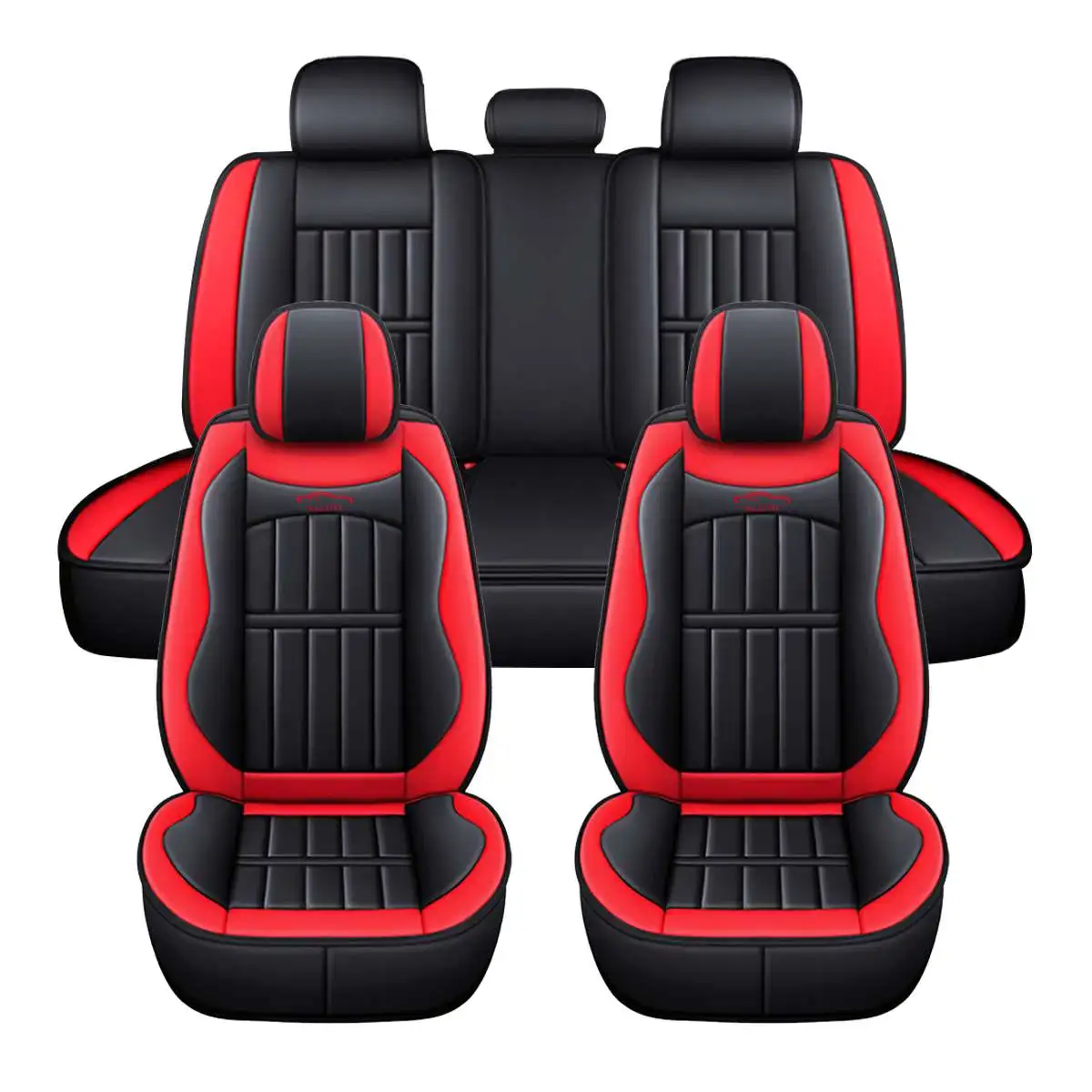 For 5 Seats 11PCS Full Car Seat Covers Automobiles Seat Covers Protector Cushion Deluxe PU Leather Front+Rear Set SUV Truck